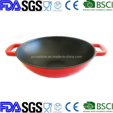 OEM Enamel Cast Iron Wok 30cm 11.8′′ BSCI, LFGB, FDA Approved Factory China